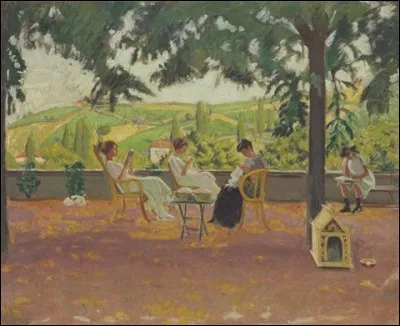 Qui a représenté ces "Jeunes femmes cousant sur la terrasse" ?
