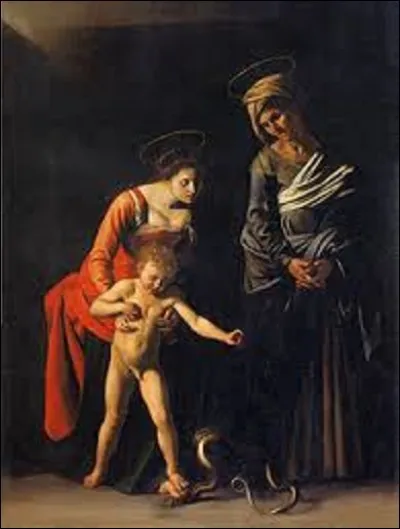 "La Madone des palefreniers" appelé aussi "La Madone au serpent" est un tableau de style baroque peint entre 1605 et 1606. Cette toile représente Marie, au centre gauche, soutenant son fils, assez grand et nu, qui appuie son pied sur le sien pour écraser un serpent. À droite, se trouve Sainte Anne, patronne des palefreniers de Rome (commanditaires de l'oeuvre). Quel peintre a exécuté cette huile ?