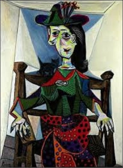 On commence gentiment, par cette toile de 1941, intitulée "Dora Maar au chat". Quel peintre cubiste et surréaliste, également dessinateur et sculpteur (1881-1973) créa cette toile représentant l'amante et la muse de l'artiste à cette époque ?
