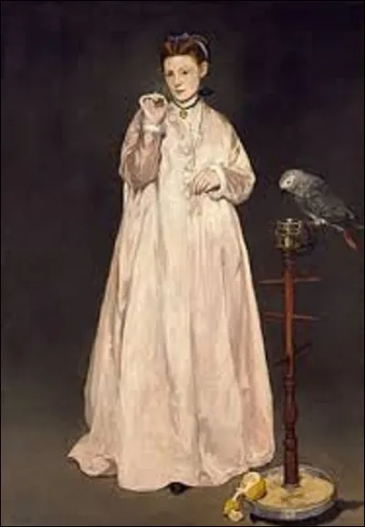 Réalisée en 1866 "La Femme au perroquet" est une huile sur toile représentant Victorine Meurent (1844-1927), aussi artiste peintre, qui était la modèle préférée de ce peintre impressionniste et réaliste (1832-1883) qui se nomme :