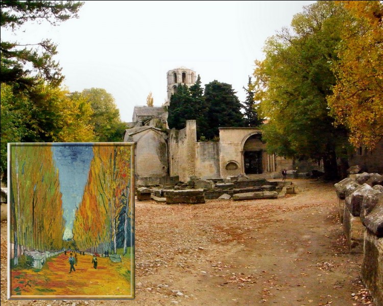 Nécropole datant de l'époque romaine, "Les Alyscamps" est située dans la ville d'Arles. Quel peintre inspiré de ce lieu est l'auteur de ce tableau?