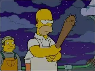 Sur cette photo , qui ou quoi Homer va t-il assommer ?