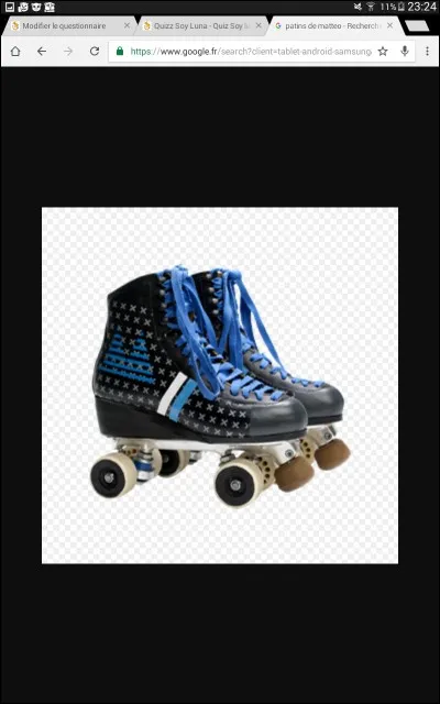 Quelle est la couleur des patins de Matteo ?