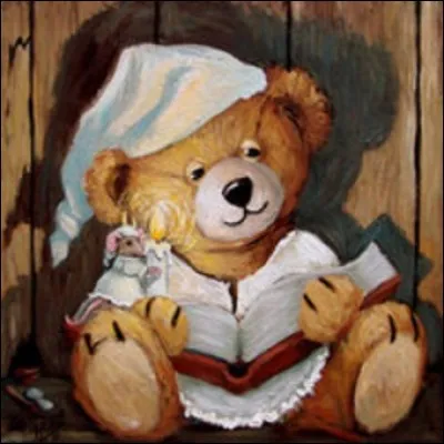 Le première chose que je retrouve est mon vieux Teddy bear qui porte....