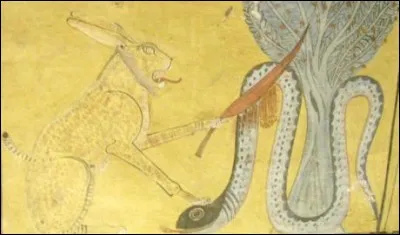 La nuit Râ se transforme en chat pour tuer un serpent symbolisant l'éternelle menace du chaos sur le monde organisé. Quel est le nom du serpent ?