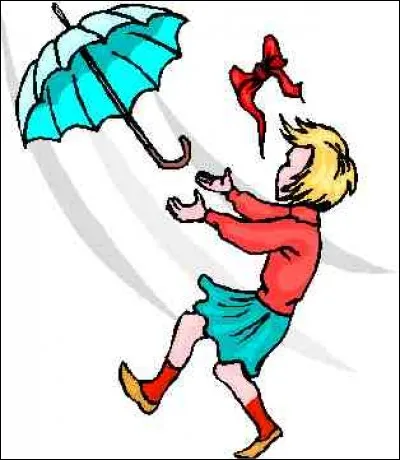 Qu'est-ce qui fait s'envoler le parapluie et le nud de la fillette ?
