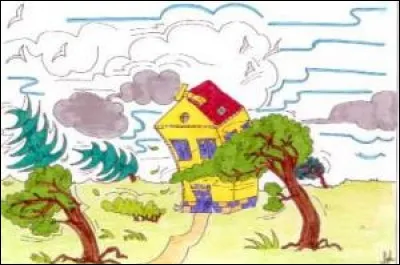 Des arbres sont déracinés, d'autres sont maltraités par des vents violents. La maison va s'écrouler sous la force de...