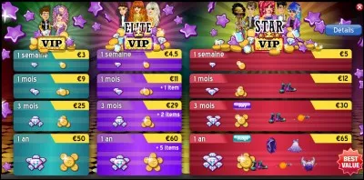 Combien le VIP un an star et une semaine star coûte-t-il ?