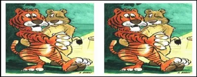 Le nez de la lionne est souligné par un reflet brillant sur l'illustration de gauche.