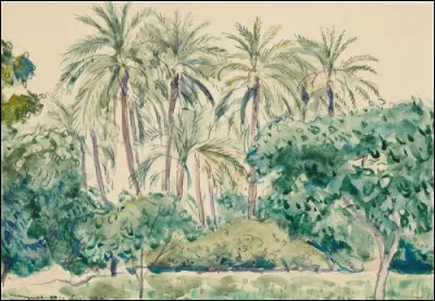 Par qui a été peinte "La palmeraie à Laighouat" ?