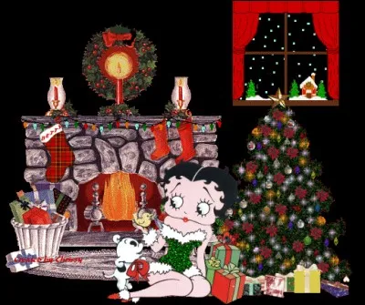 Qui fête Noël devant la cheminée, avec sa maîtresse Betty Boop ?