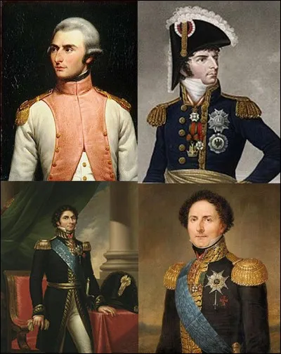 Révolution française et 1e Empire : 
Il est mort sous les noms de Charles XIV Jean et Charles III Jean. Il a combattu pour et contre la France. Paraît-il, il portait un tatouage disant « Mort aux rois ! » ou «Mort aux tyrans ! ».
Qui est ce soldat ?