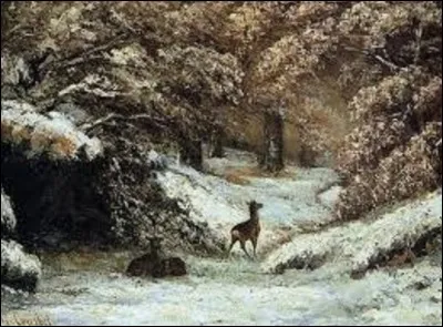 Acquise en 1883, et exposée depuis par le "Musée des beaux-arts de Lyon", "La Remise des chevreuils en hiver", est une peinture à l'huile réalisée par un peintre de mouvement réaliste, en 1866, mais lequel ?