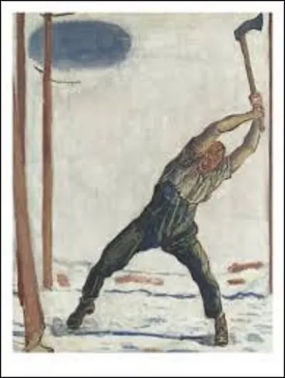 Restons en Suisse. Peinte en 1910, cette peinture s'intitulant "Le Bûcheron", est l'uvre d'un peintre de mouvement art nouveau et symboliste (1853-1918). Créé suite à une demande de la Banque nationale suisse pour ses billets de 50 francs, le thème choisi par ces derniers est celui du travail de la terre. L'artiste décide donc celui du bûcheron. Mais au fait quel est le nom de cet artiste ?