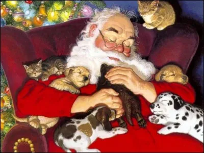 Le Père Noël s'est endormi !
Combien de chatons sont blottis contre lui ?