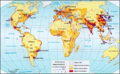 1ère partie : Savoir lire une carte
Lequel de ces pays a une densité de population très élevée ?