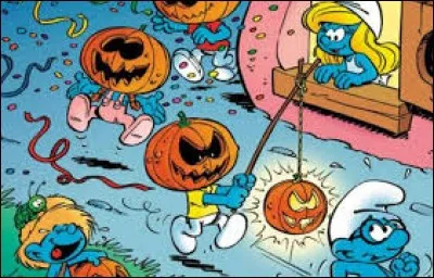 C'est Halloween même chez les Schtroumpfs. Qui regarde ses Schtroumpfs préférés par la fenêtre ?