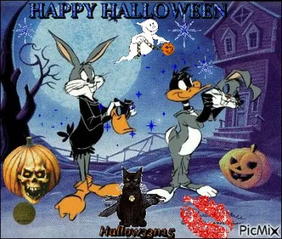 Quel personnage de cartoon ne fête pas Halloween sur cette image ?