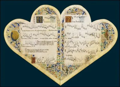 Puisque nous sommes dans l'histoire, voici un superbe "Chansonnier cordiforme de Savoie" du XVe siècle. Quel est le type de notation employé ?