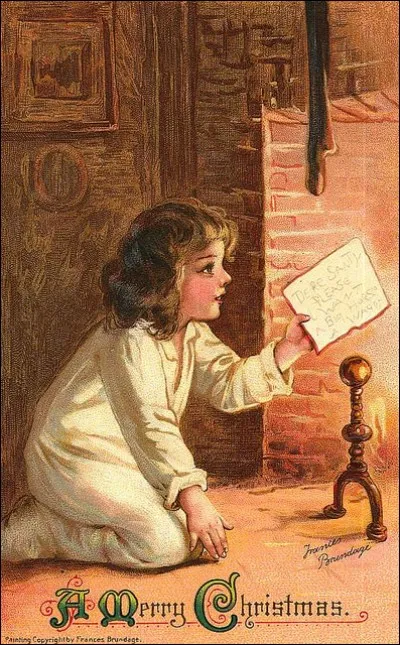 L'atmosphère est chaleureuse. Qu'y a-t-il devant la petite fille agenouillée à proximité du feu ?