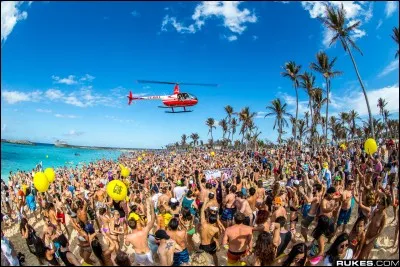 Quel terme anglais désigne une grosse teuf organisée sur un littoral où on se trémousse en maillot sur de la musique électronique ?