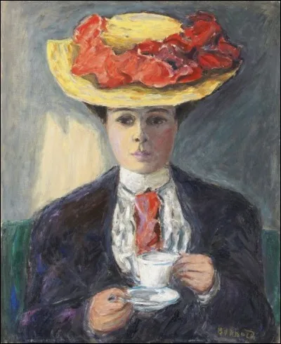 Qui a peint "Elégante au chapeau fleuri" ?