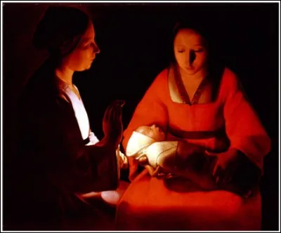 L'un des continuateurs les plus originaux du Caravage, ce peintre français, particulièrement célèbre pour les effets de clair-obscur a réalisé "Le Nouveau-né" en 1648.