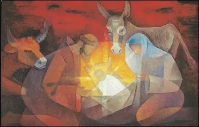 Et voici une "Crèche" très contemporaine réalisée par un artiste français, né à Trieste d'un père italien et d'une mère slovène, "peintre de la lumière et de la transparence"