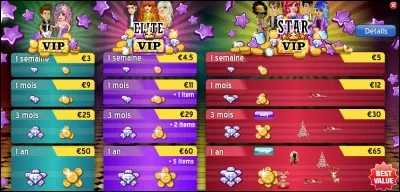 Combien y a-t-il de types de VIP ?