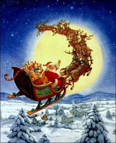 Une fois les cadeaux _____ et les biscuits mangés, il remonte par la cheminée et repart.