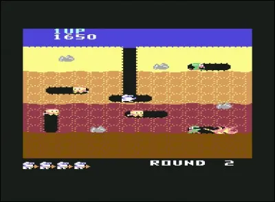 Dans quel jeu sorti en 1983 sur C64 utilise-t-on une pompe pour faire gonfler des monstres résidant dans le sous-sol jusqu'à ce qu'ils explosent ? On peut aussi leur faire tomber des rochers dessus pour les écraser.