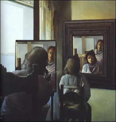 Ce peintre a représenté son refet dans le miroir, et sa femme de dos ?