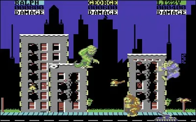 George, un gorille à la King Kong, Lizzie, un reptile à la Godzilla, et Ralph, un loup-garou géant, doivent détruire tous les immeubles du quartier en résistant aux forces armées. Quel est ce jeu sorti en 1987 sur C64 ?