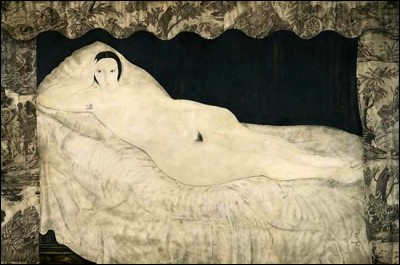 « Nu couché à la toile de Jouy » (1922) fut l'un des premiers tableaux de nus d'après modèle vivant de Foujita. Le modèle du peintre est la fameuse Kiki de Montparnasse, pseudonyme d'Alice Ernestine Prin. Ce peintre s'inspire librement d'une toile intitulée « Olympia ». Qui a peint ce célèbre tableau ?