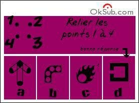 En reliant les points 1  4 dans l'ordre, tu feras apparaitre un symbole. Duquel s'agit-il ?