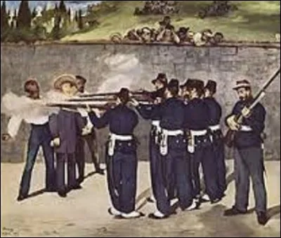Tableau réalisé en 1868, par un peintre impressionniste et réaliste "L'exécution de Maximilien" représente la mise à mort par un peloton d'exécution républicain de l'empereur mexicain Maximilien de Hasbourg-Lorraine, le 19 juin 1867, à Querétaro. L'auteur de cette toile accomplira d'autres versions de ce sujet. Qui est-il ?