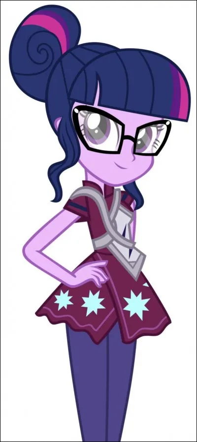 Dans Friendship Games, à quoi s'intéresse Twilight Sparkle (du monde humain) qui se trouve au lycée de Canterlot ?