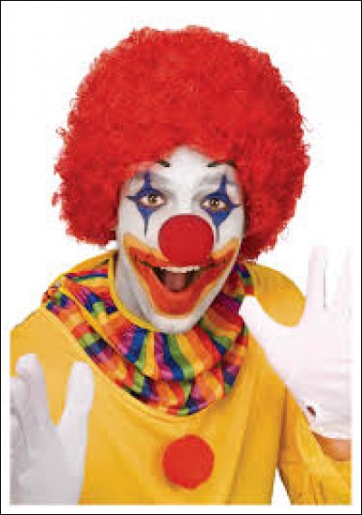 Comment appelle-t-on ce clown totalement impertinent, portant un nez rouge, un maquillage utilisant le noir, le rouge et le blanc, une perruque, des vêtements burlesques de couleur éclatante et des chaussures immenses ?