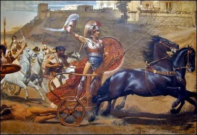 Xanthe et Balios sont deux chevaux divins. Immortels, ils sont au service d'Achille pendant la guerre de Troie. L'illustration (peinture de Franz Matsch) montre le triomphe d'Achille trainant à l'arrière de son char Hector, le héros troyen qu'il vient de tuer. Hector est évoqué dans une uvre intitulée « Andromaque ». Qui en est l'auteur ?
