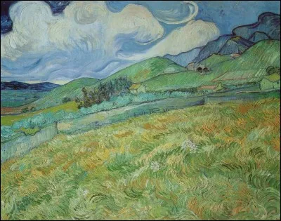 Qui a réalisé la toile "Champ de blé sur fond de montagnes" ?