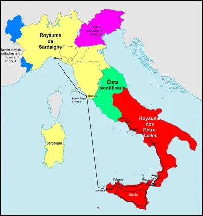 Garibaldi aura surtout participé à l'unité du Sud de l'Italie grâce à une expédition militaire constituée de volontaires.
Comment se nomme la campagne qu'a menée Giuseppe Garibaldi en vue d'unifier l'Italie du Sud ?