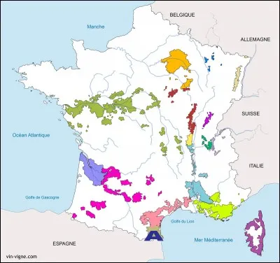 Dans quelle région viticole suis-je si je me trouve en A ?