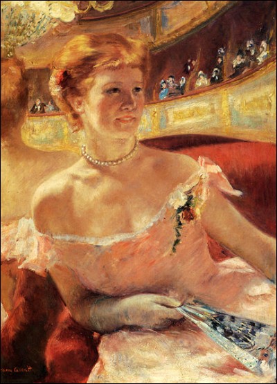 Qui a peint "Jeune femme au collier de perles dans une loge" ?