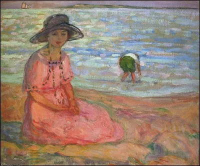 Qui a représenté cette "dame en robe rose à la plage" ?