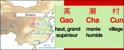 Vous avez tous les éléments pour comprendre le nom du village de "Gao Cha Cun", sauf que les deux premiers idéogrammes se combinent pour former un seul mot ! Ce qui nous donne...