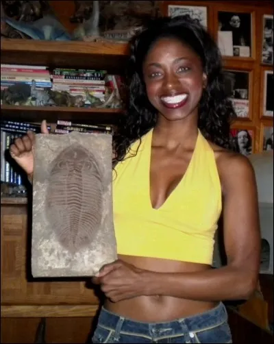 À quelle espèce appartient le fossile tenu par la fille ?