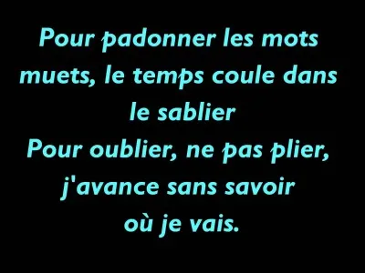 Complète cette chanson : "...pour oublier, ne pas crier, j'avance sans savoir où je vais, j'essaie de .... ?
