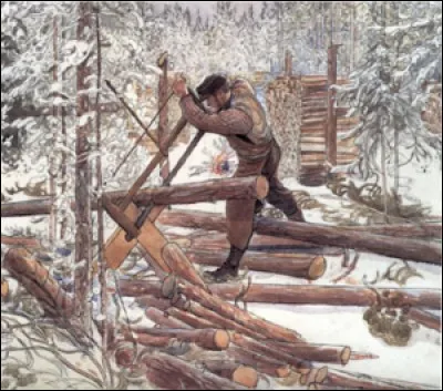 Quel est le type de scie dont se sert ce bûcheron ?