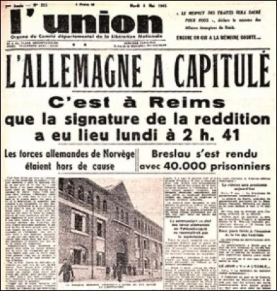 Qui était président lors de la capitulation allemande de 1945 ?