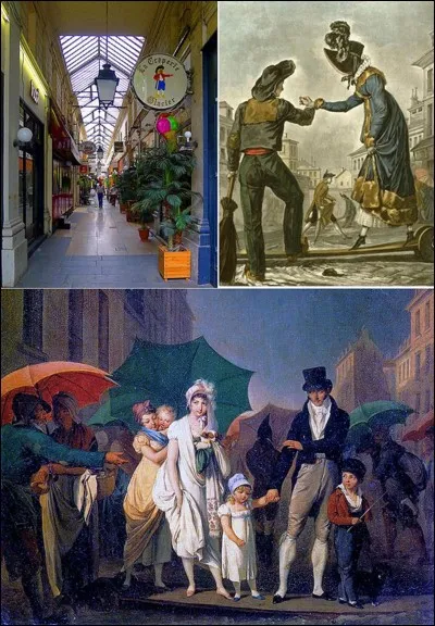 Allons au « passage des Panoramas », par exemple !
Comme d'autres, ce passage est couvert. Il permettait aux Parisiens de s'abriter des intempéries et des embarras de la rue. Par contre, pour passer d'un passage à un autre, il fallait subir ces fameux embarras. Pour cela, des gens intervenaient pour les « aider » à les traverser ! Donc, « Passez Payez » !
Comment appelait-on ces « aides » ?
